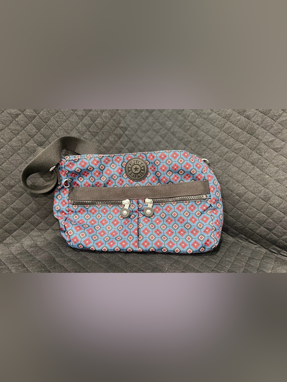 Kipling Geometric Pattern Crossbody Bag - Blue & Red